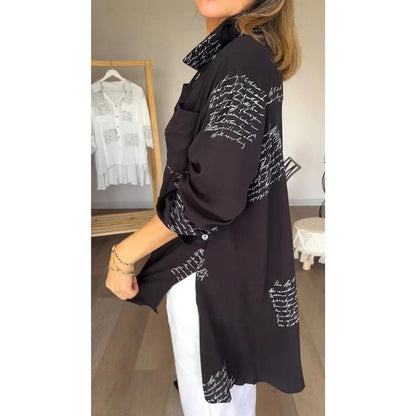 Chemise Veyne Confortable Avec Imprimé De Lettres